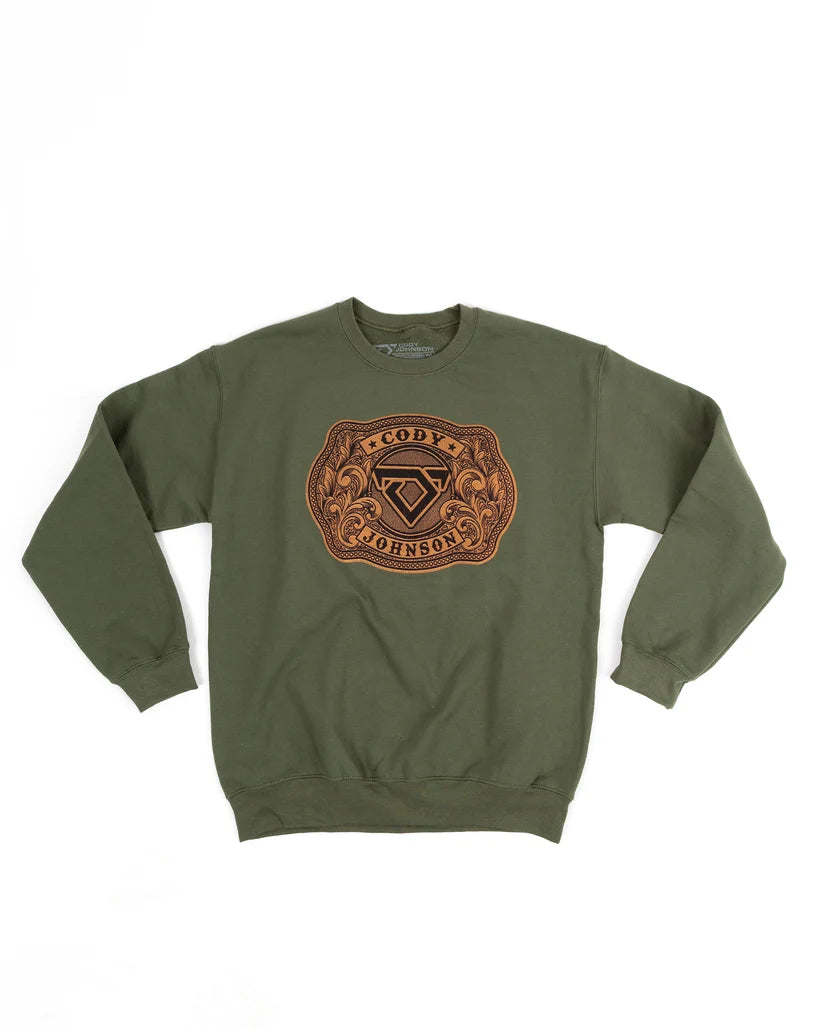 Leather Buckle Sweatshirt